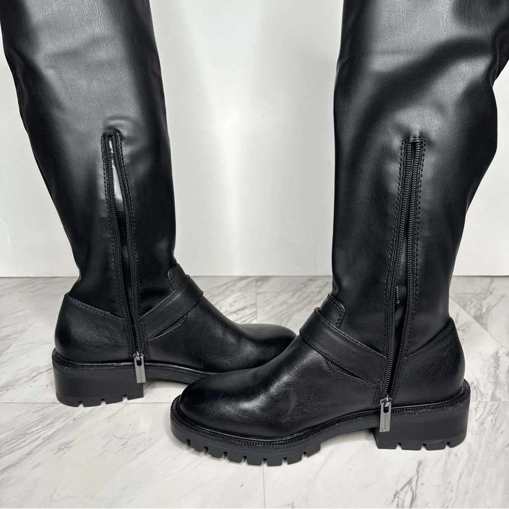 Vince Camuto Abrila Black Lug Sole Over the Knee Boot 6 1/2 M